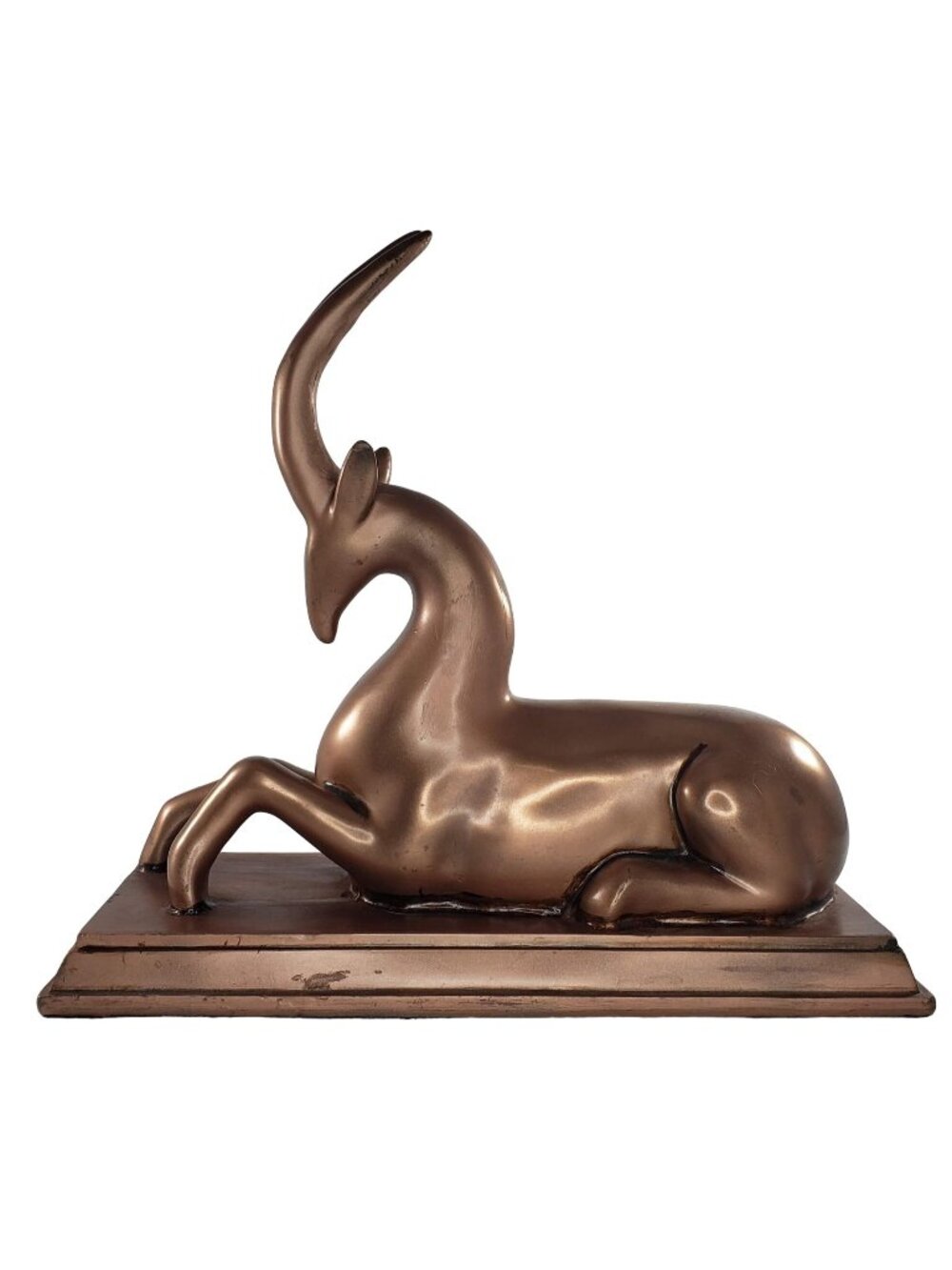 Art Deco Copper Colored Gazelle Impala Deer Statue Figurine